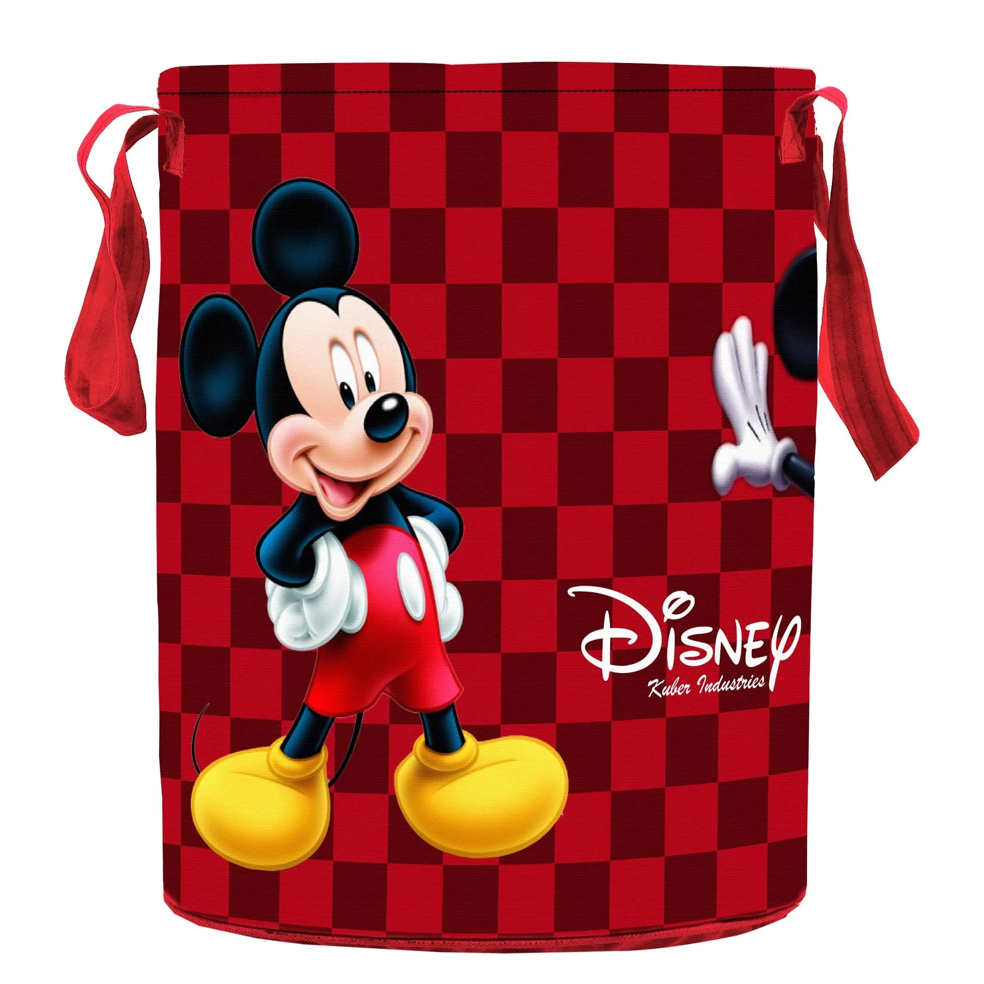 Kuber Industries Disney Mickey Print Non Woven Fabric Foldable Laundry Basket, Toy Storage Basket, Cloth Storage Basket with Handles,45 LTR (Maroon)