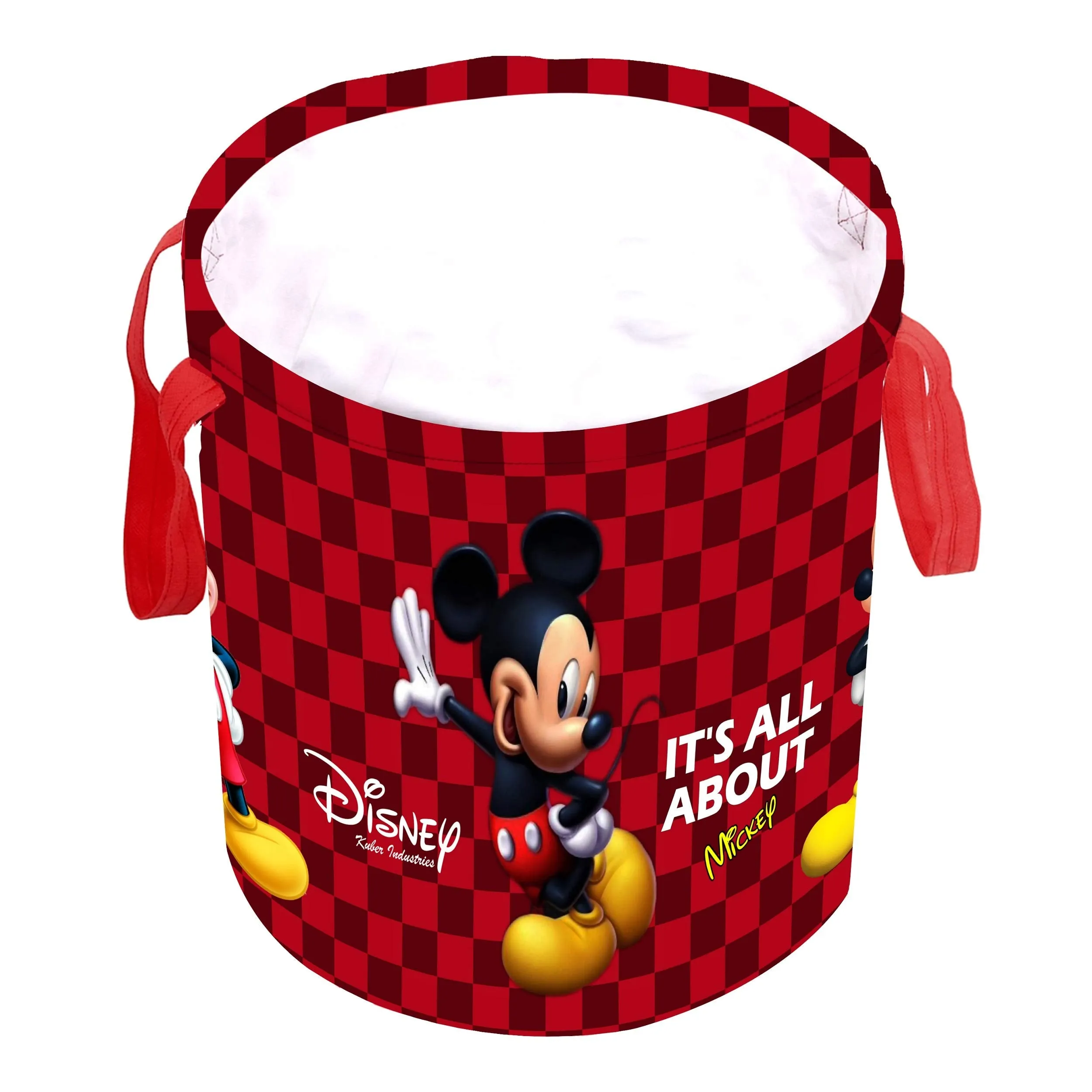 Kuber Industries Disney Mickey Print Non Woven Fabric Foldable Laundry Basket, Toy Storage Basket, Cloth Storage Basket with Handles,45 LTR (Maroon)