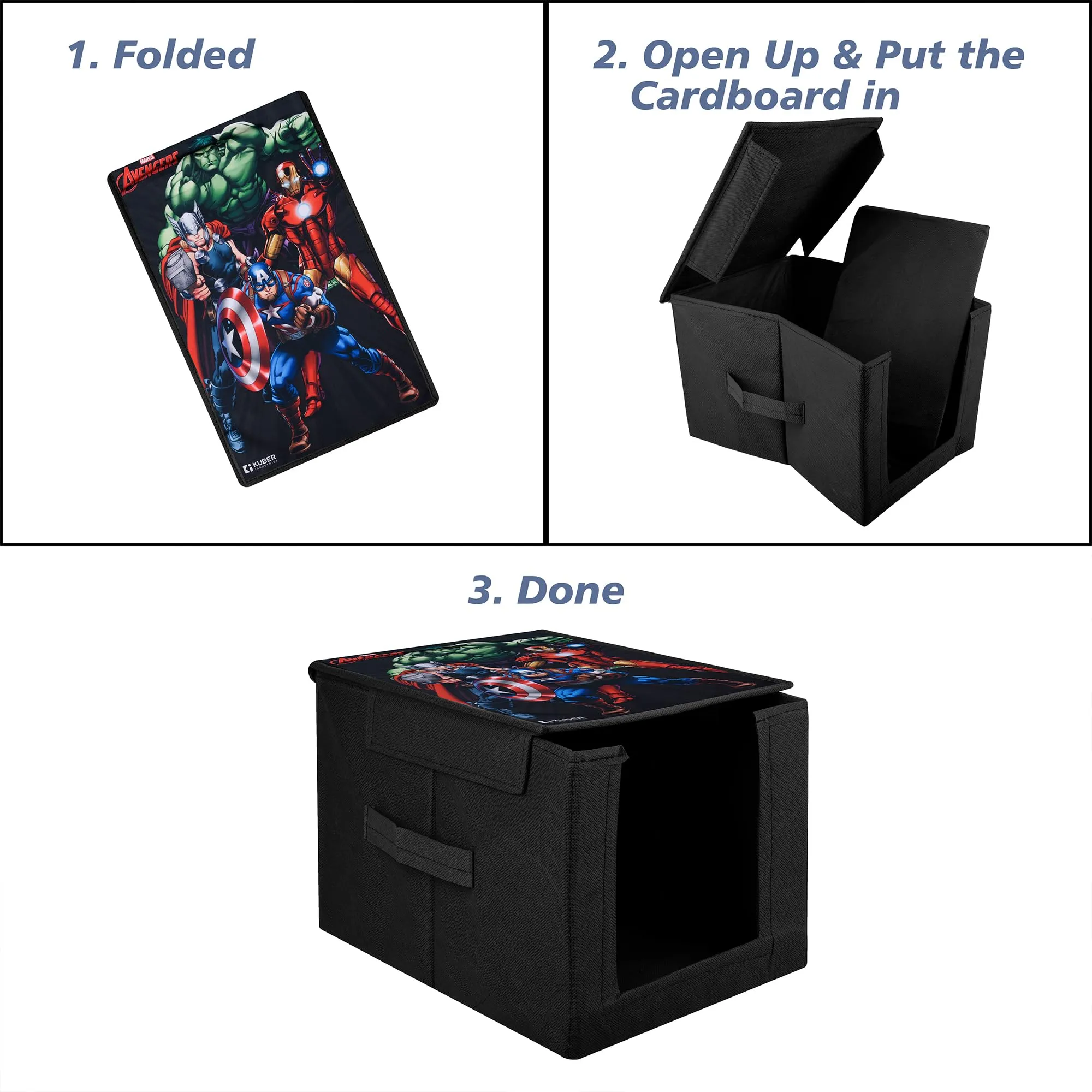 Kuber Industries Marvel Avengers Wardrobe Organizer | Shirt Stacker Closet Organizer | Shirts and Clothing Organizer | Foldable Storage Boxes | Shelf Organizer | Shirt Stacker Bag | Black