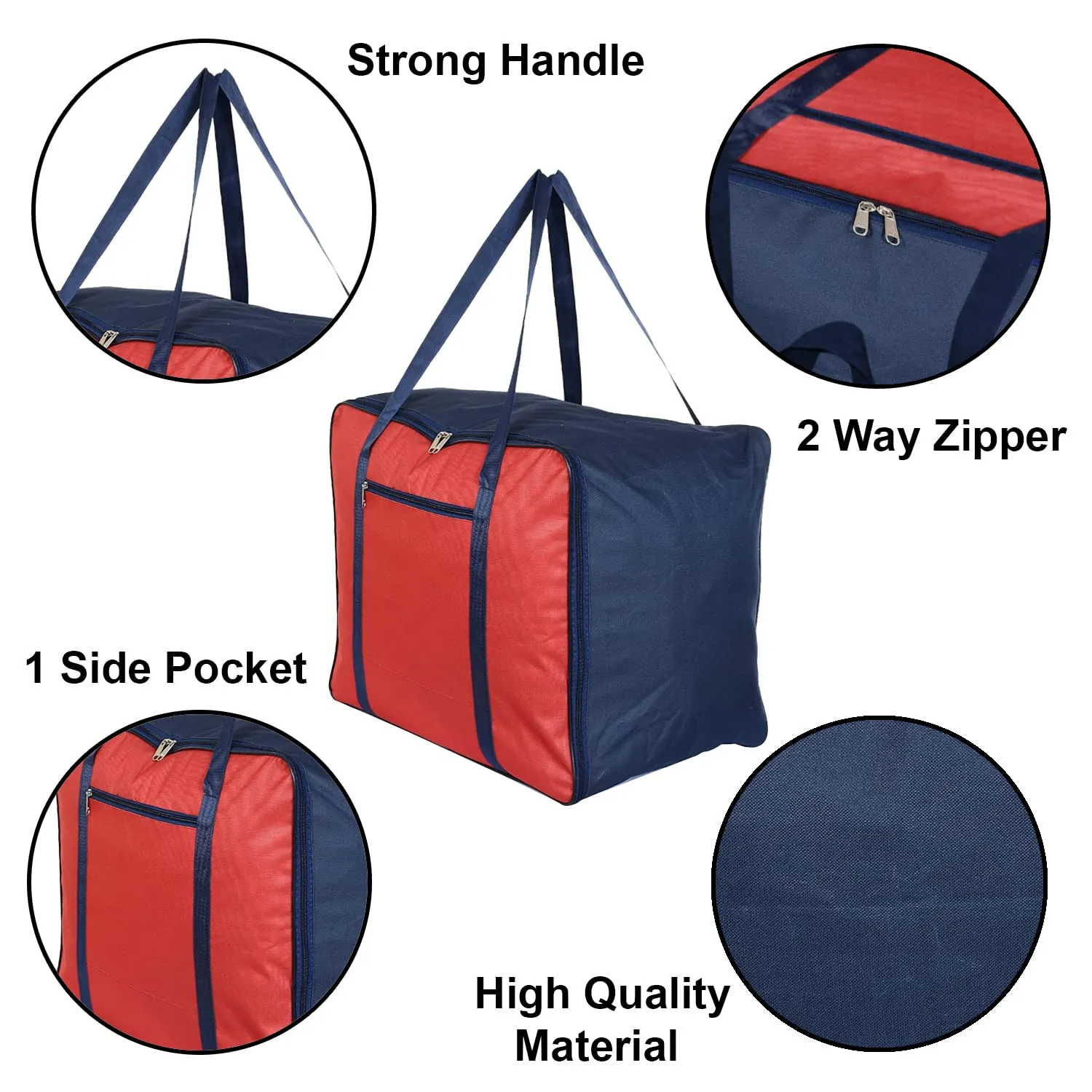 Kuber Industries Moisture Proof Wardrobe Organizer Storage Bag For Clothes With Zipper Closure and Handle (Red & Blue)-HS43KUBMART26657