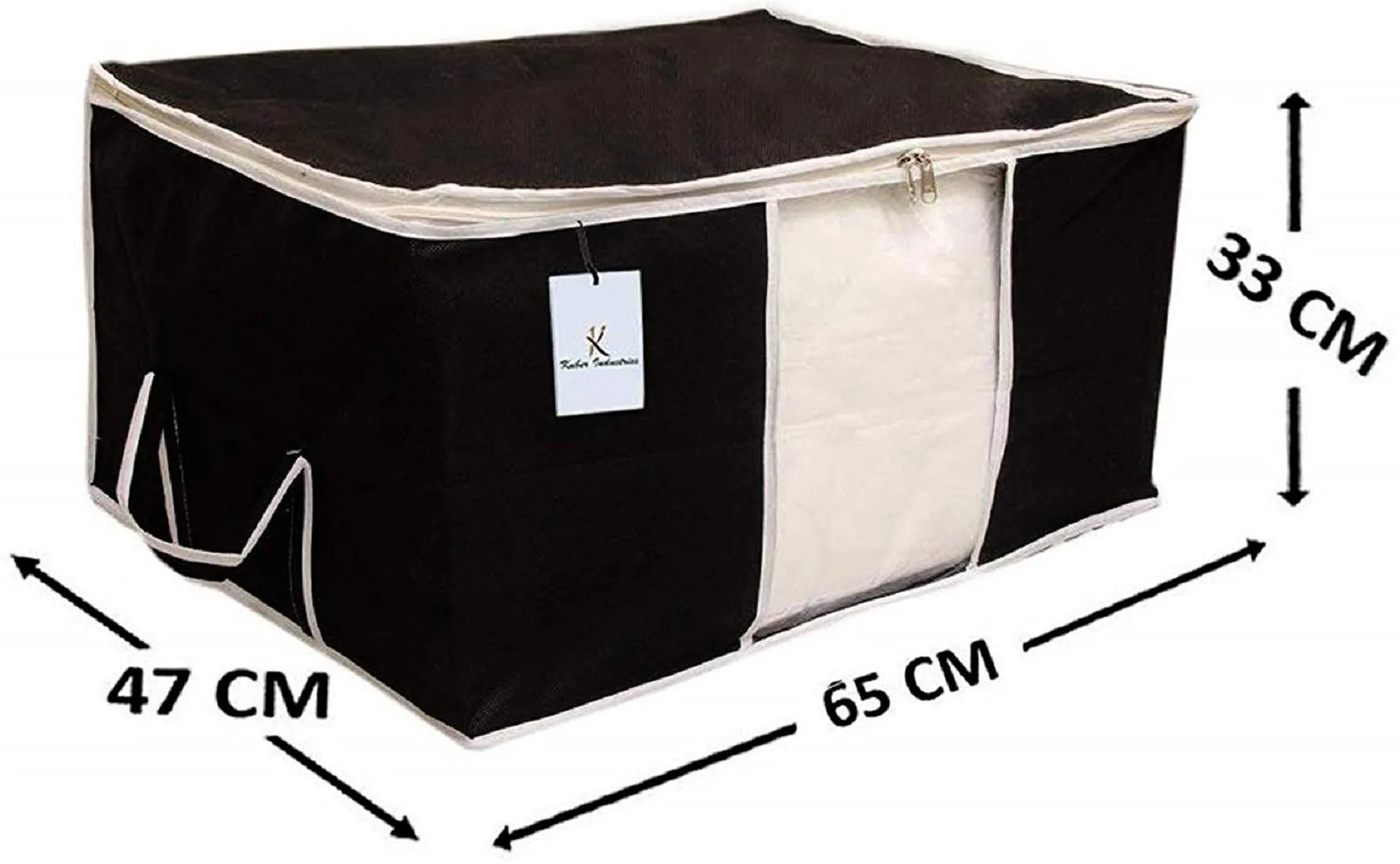 Kuber Industries Non Woven 4 Pieces Saree Cover and 4 Pieces Underbed Storage Bag, Cloth Organizer for Storage, Blanket Cover Combo Set (Black) -CTKTC38470