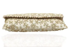 Kuber Industries Polyester Handcrafted Embroidered Women Clutch Women Handbag, Gold (CTKTC4329)