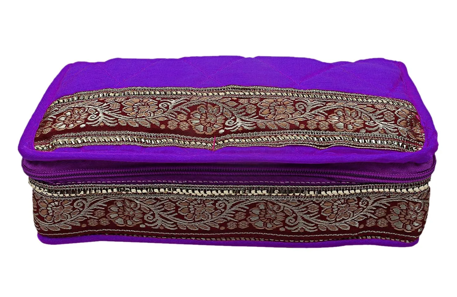 Kuber Industries Cotton Multipurpose 6 Pouch Jewellery Storage Bag Pouch/Travel Kit Organizer (Purple)-KUBMART15784