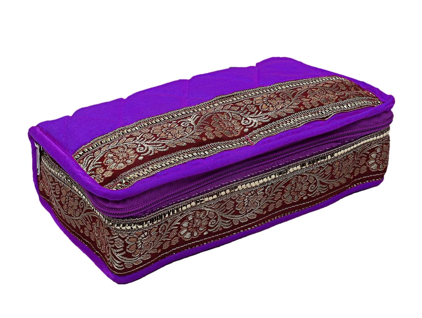 Kuber Industries Cotton Multipurpose 6 Pouch Jewellery Storage Bag Pouch/Travel Kit Organizer (Purple)-KUBMART15784