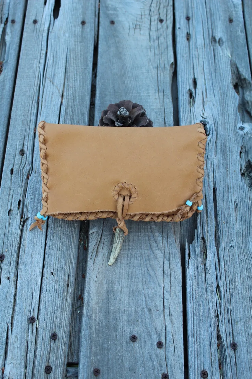 Large leather clutch, tan leather clutch