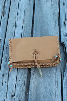 Large leather clutch, tan leather clutch