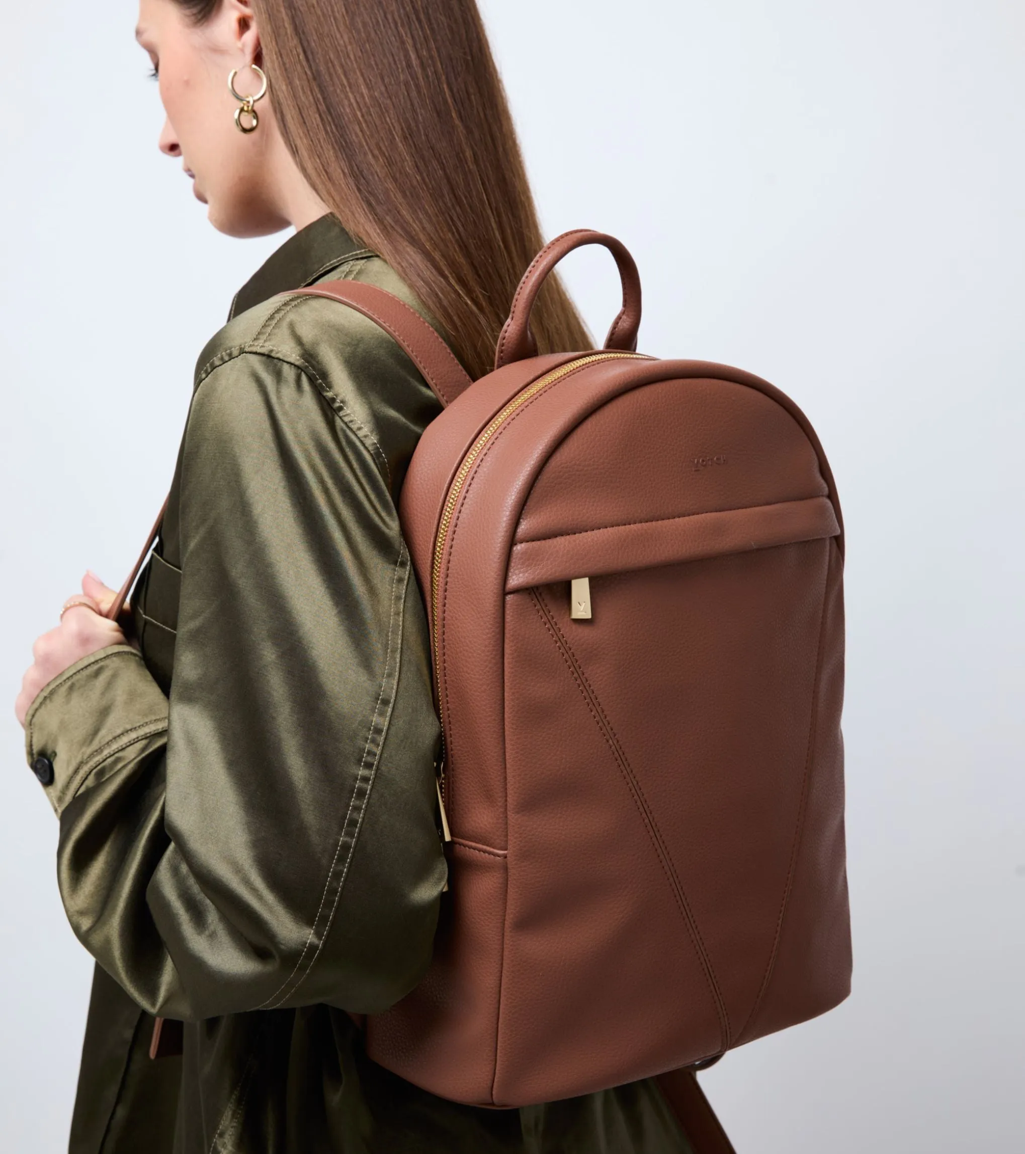 Laurie Vegan Bio-Based Bamboo Leather Backpack in Brown