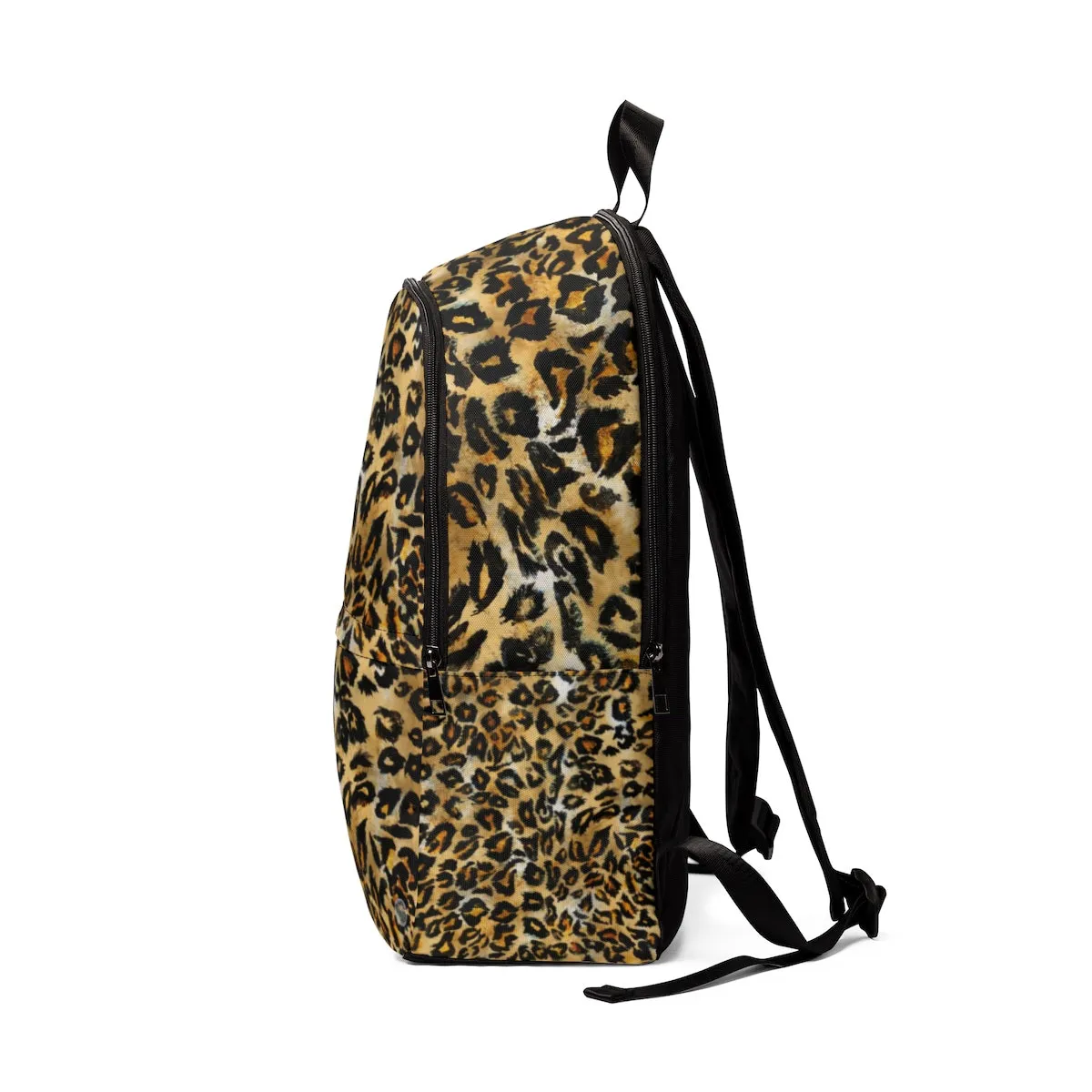 Leopard Print Backpack, Best Animal Skin Faux Fur Print Unisex Large Size Fabric Designer Backpack Bag