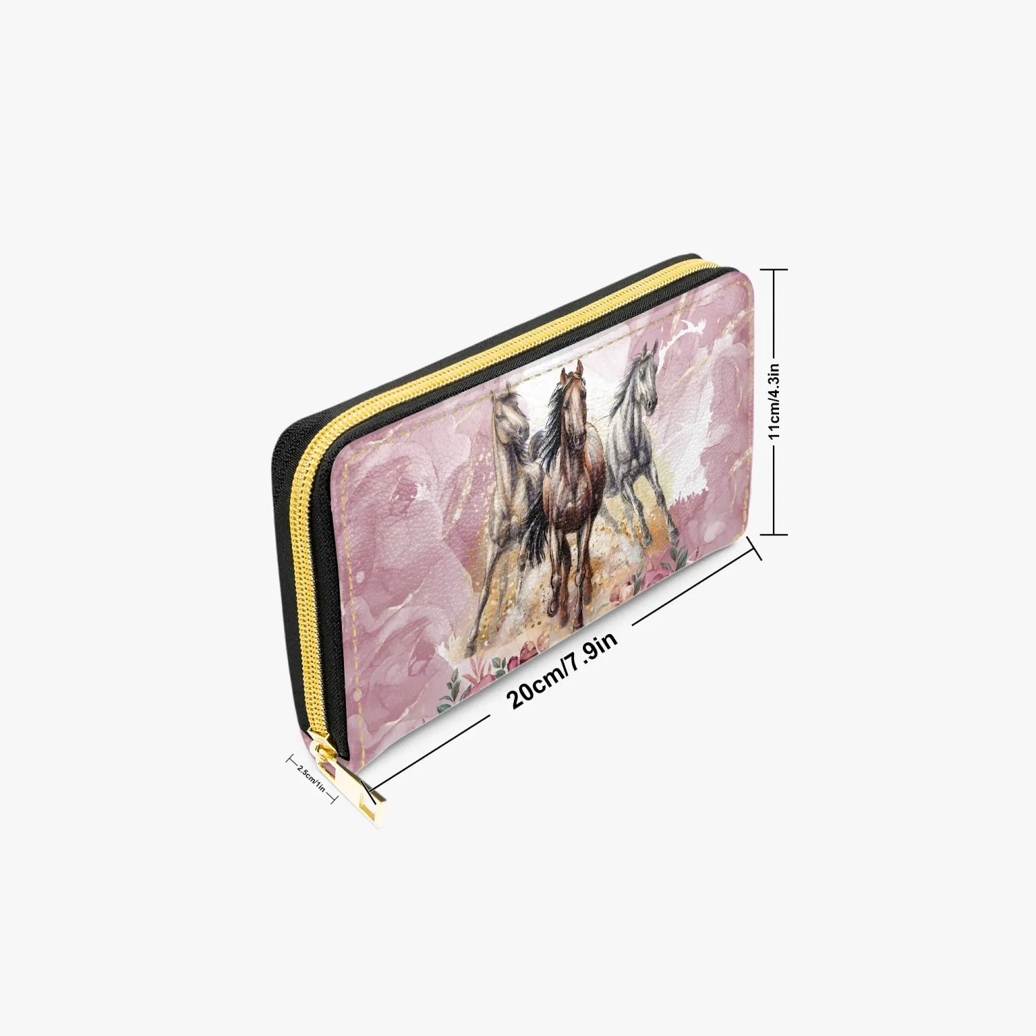 Long Type Zipper Purse, Horses, awd-1359