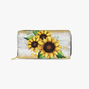 Long Type Zipper Purse, Sunflower, awd-1357