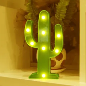 Marble Home Christmas 3D LED Night Light Cactus Light Romantic Table Lamp