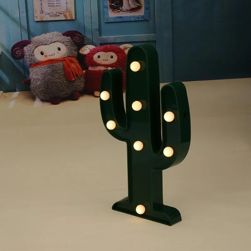 Marble Home Christmas 3D LED Night Light Cactus Light Romantic Table Lamp