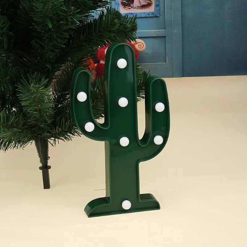 Marble Home Christmas 3D LED Night Light Cactus Light Romantic Table Lamp