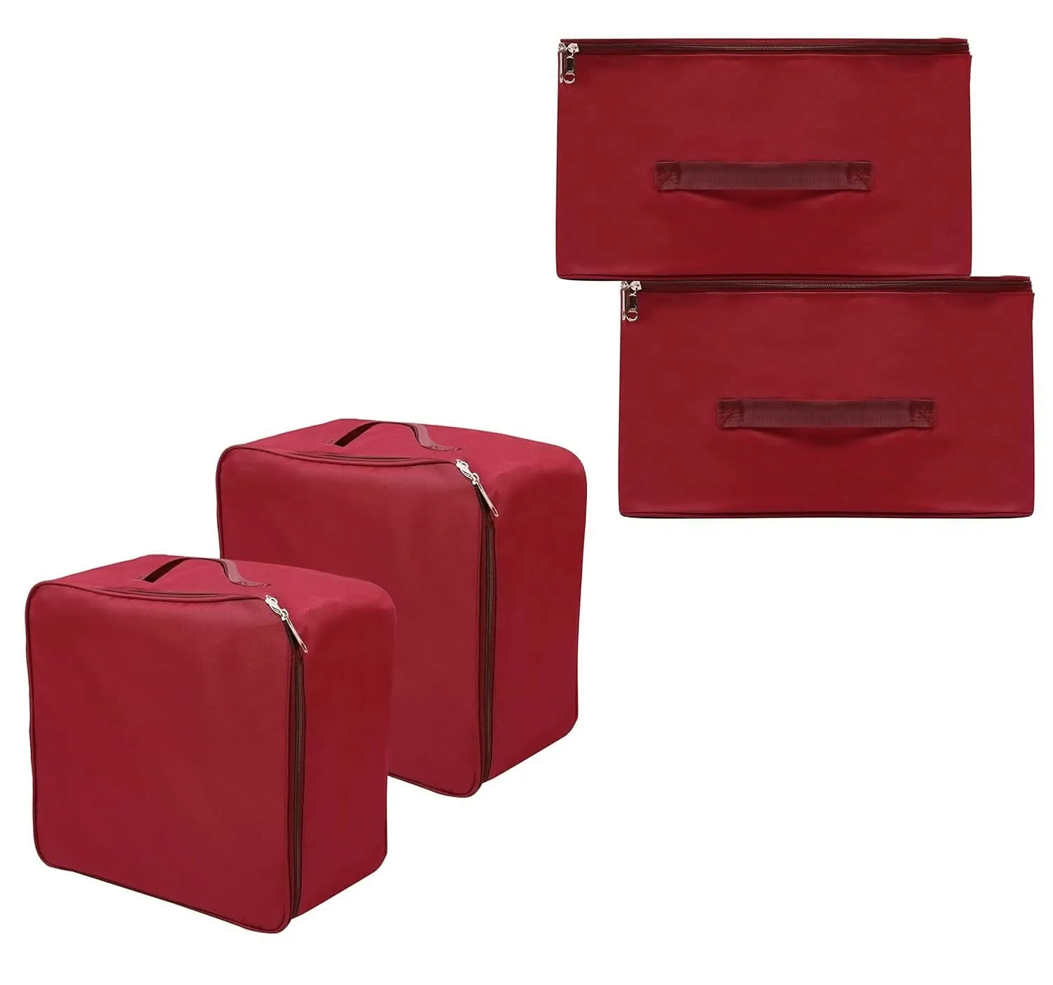 Maroon Nylon Wardrobe Organizer Bags (Pack of 4)