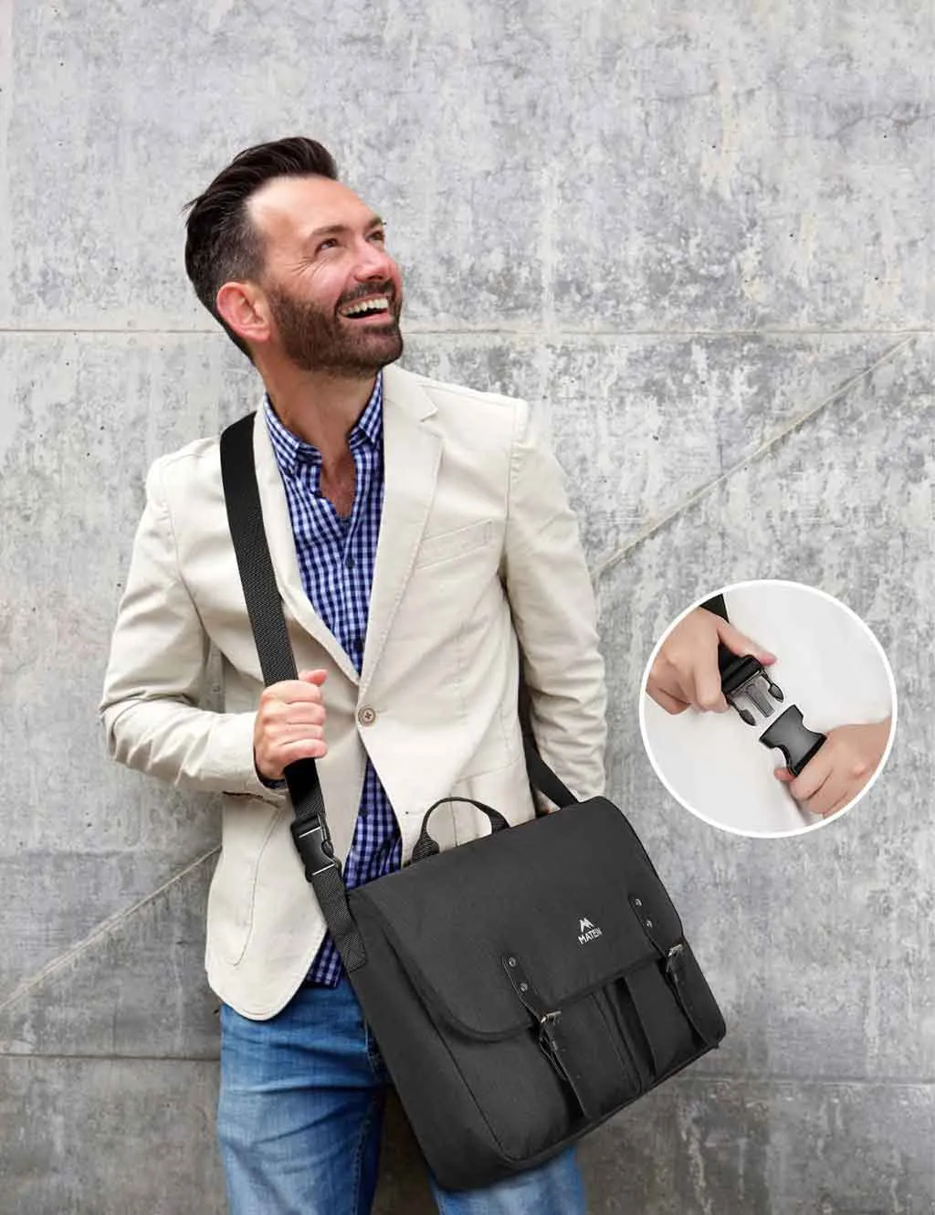 Matein Mens Black Messenger Bag