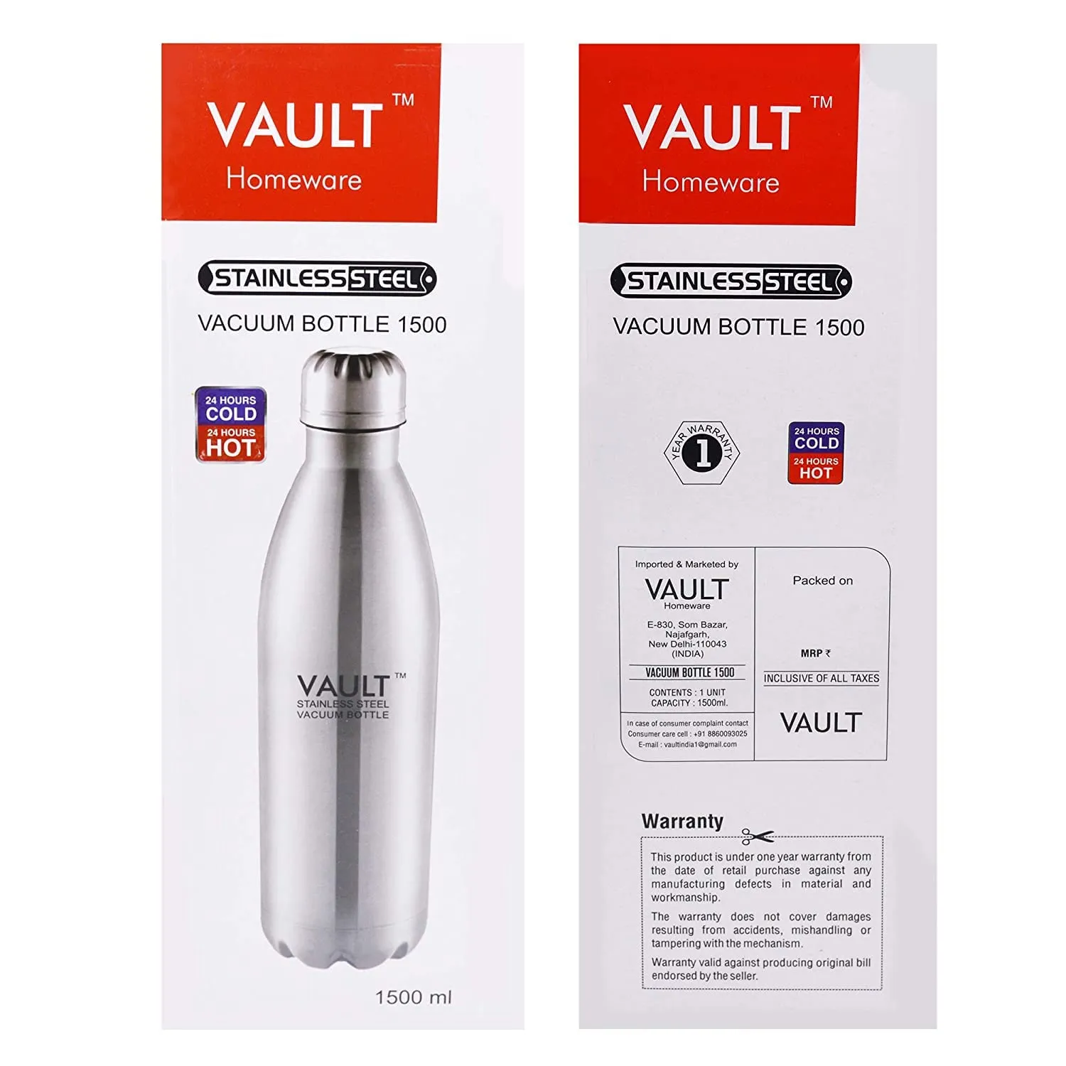 Meera's Era Vault Thermosteel Double Wall Vacuum Insulated Stainless Steel Water Bottle (1500 ml)