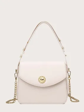 Metal Detail Flap Shoulder Bag