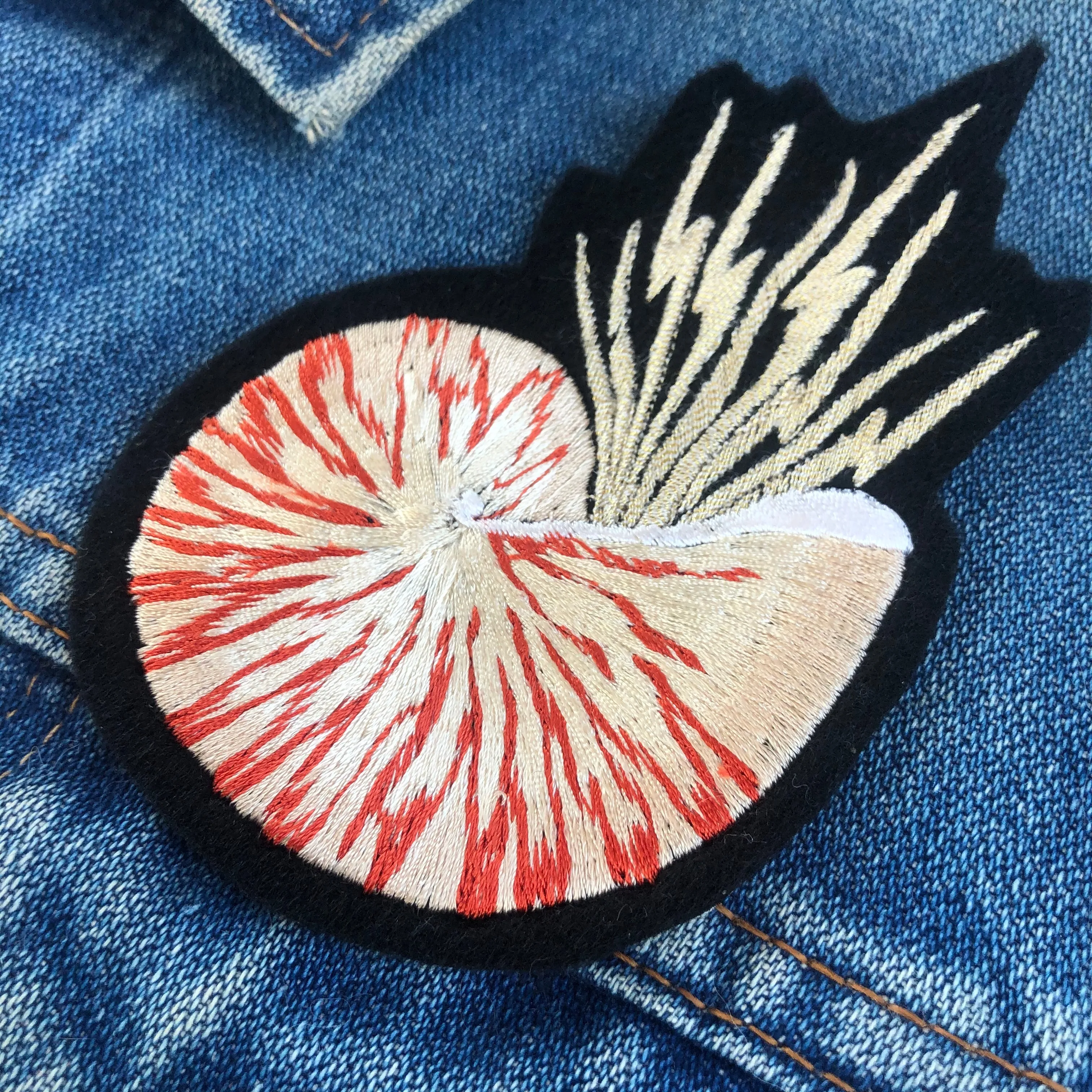 Metallic Nautilus Embroidered Patch