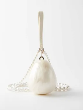 Micro egg pearl-effect clutch bag