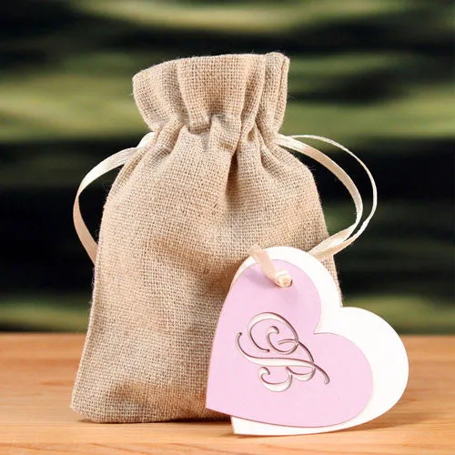 Mini Linen Drawstring Favor Bag (Pack of 12)