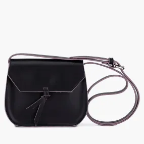 Mini Saddle Leather Crossbody Bag - Black