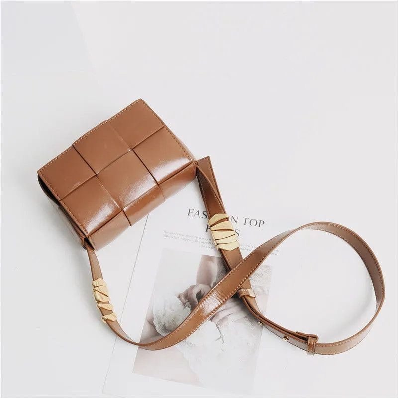 Mini Woven Leather Shoulder Cross Body Bag