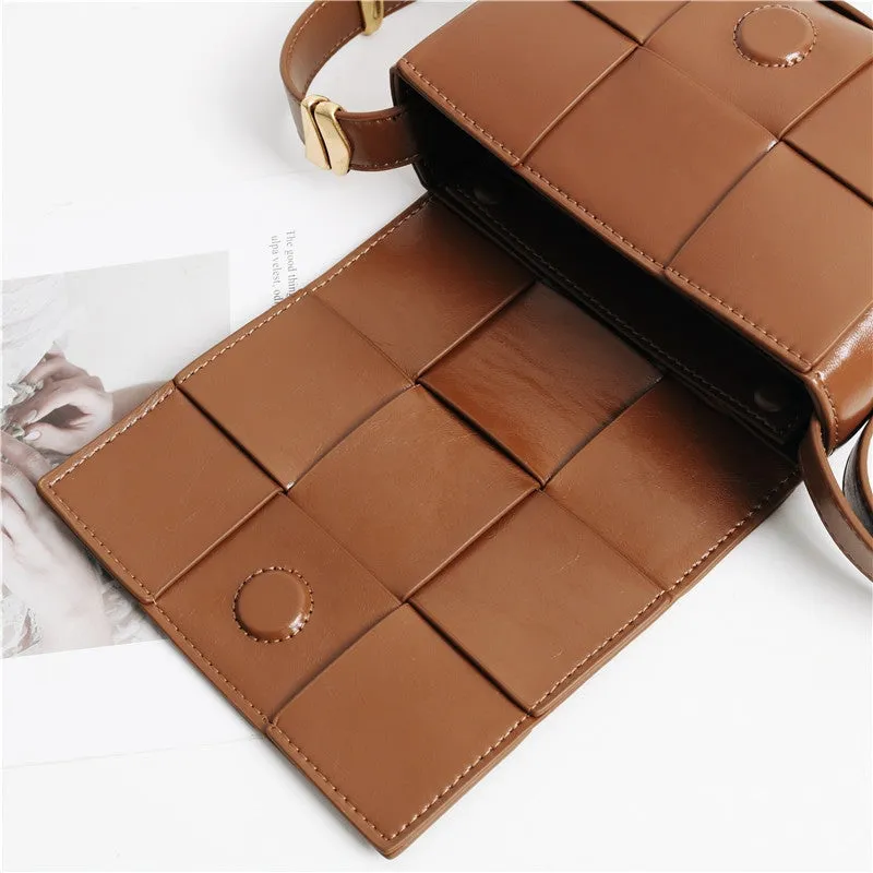 Mini Woven Leather Shoulder Cross Body Bag