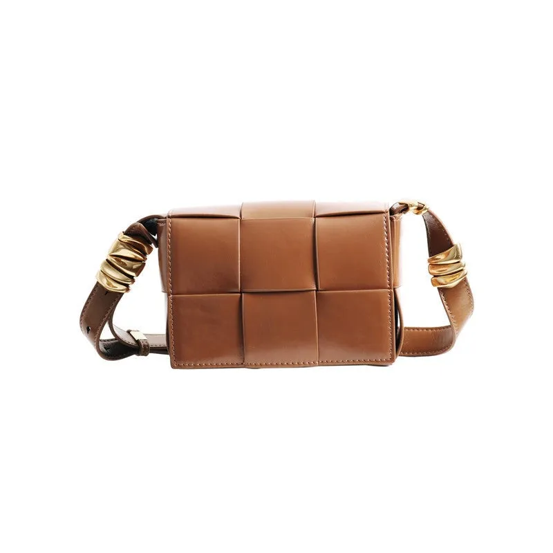 Mini Woven Leather Shoulder Cross Body Bag