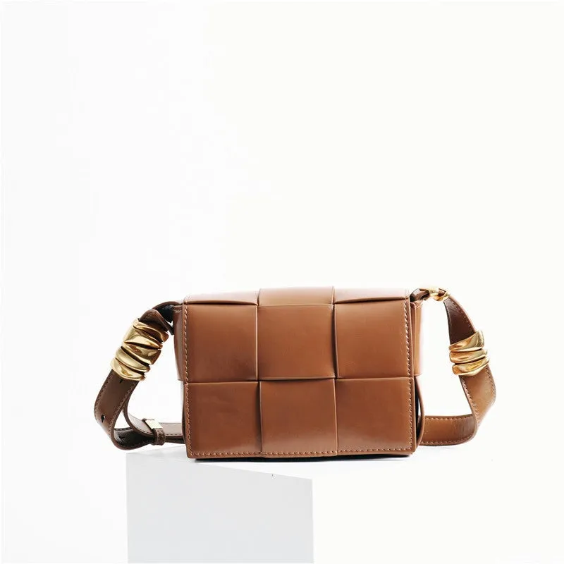 Mini Woven Leather Shoulder Cross Body Bag