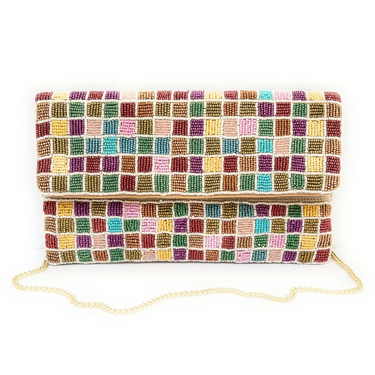 Multi Color Beaded Clutch Purse