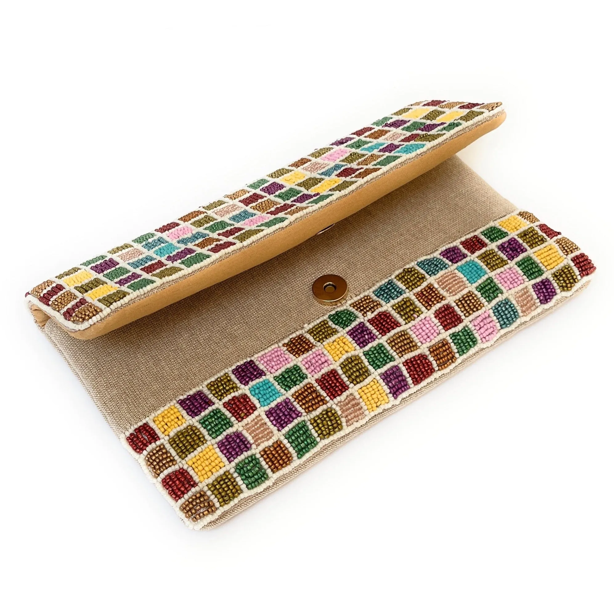 Multi Color Beaded Clutch Purse