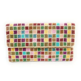 Multi Color Beaded Clutch Purse