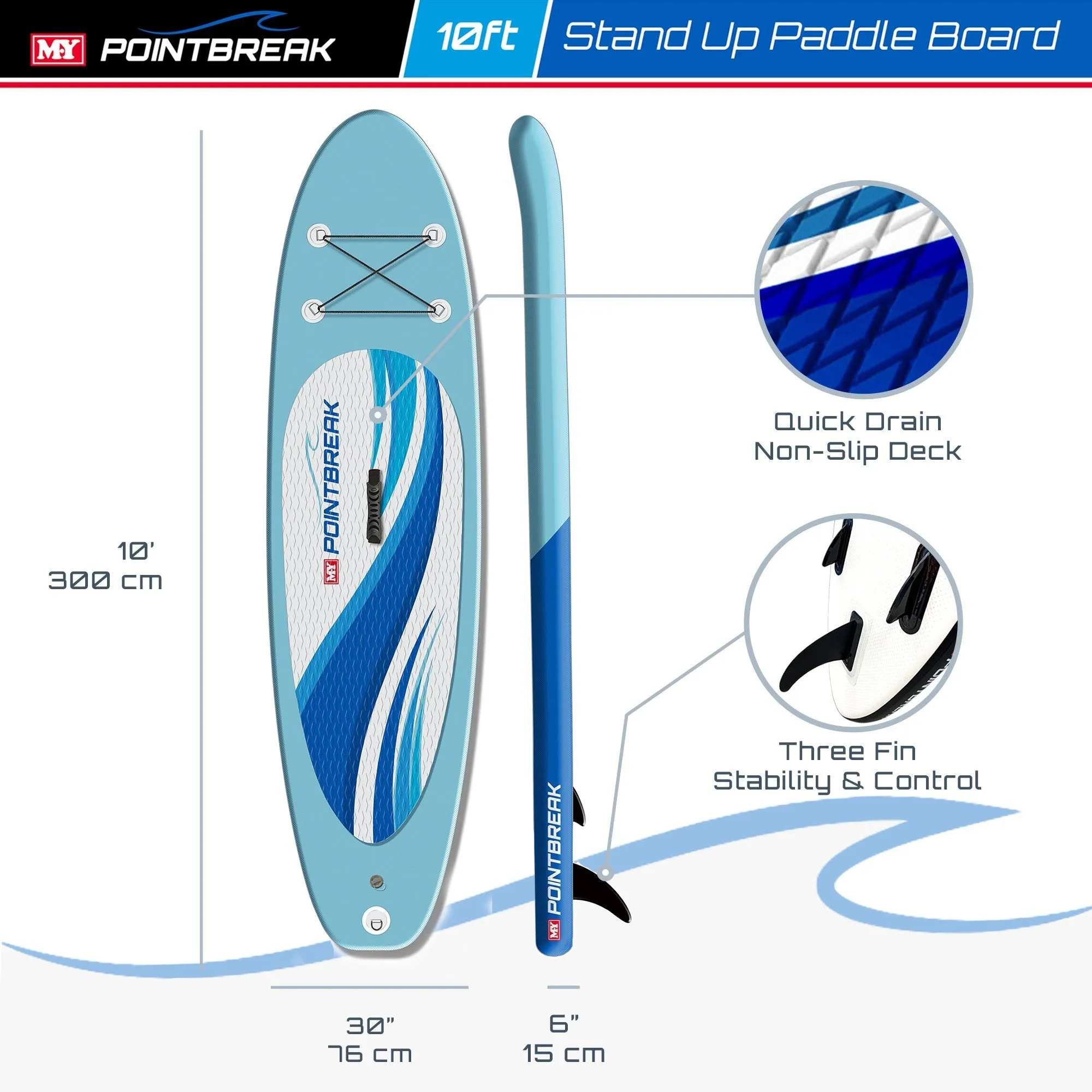 M.Y 10ft Blue Inflatable Paddle Board Package -Blue