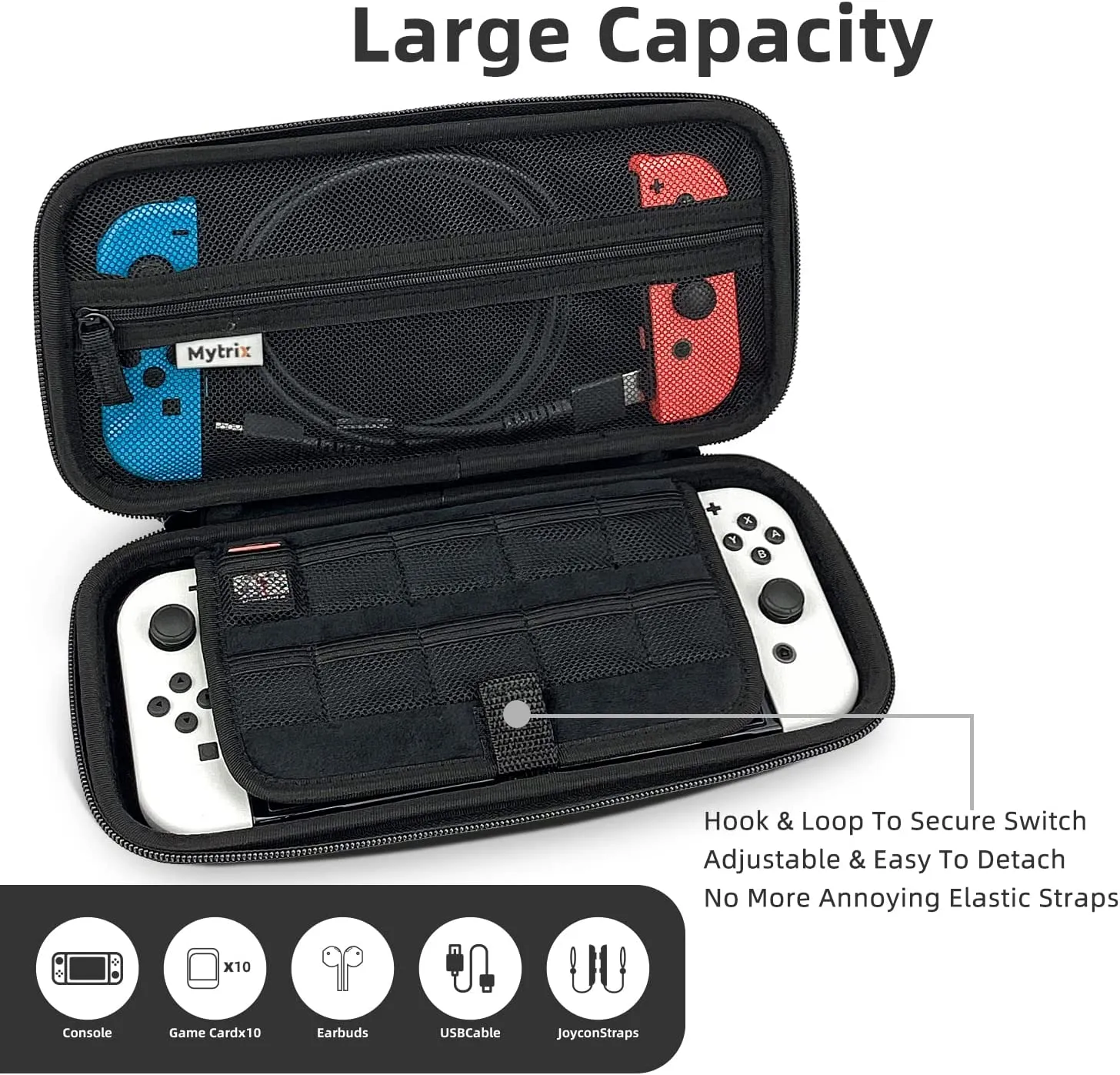 Mytrix Switch Carrying Case for Nintendo Switch & Switch OLED, Zero-Kirin Protective Travel Storage Bag with Pocket & 10 Game Card Slots