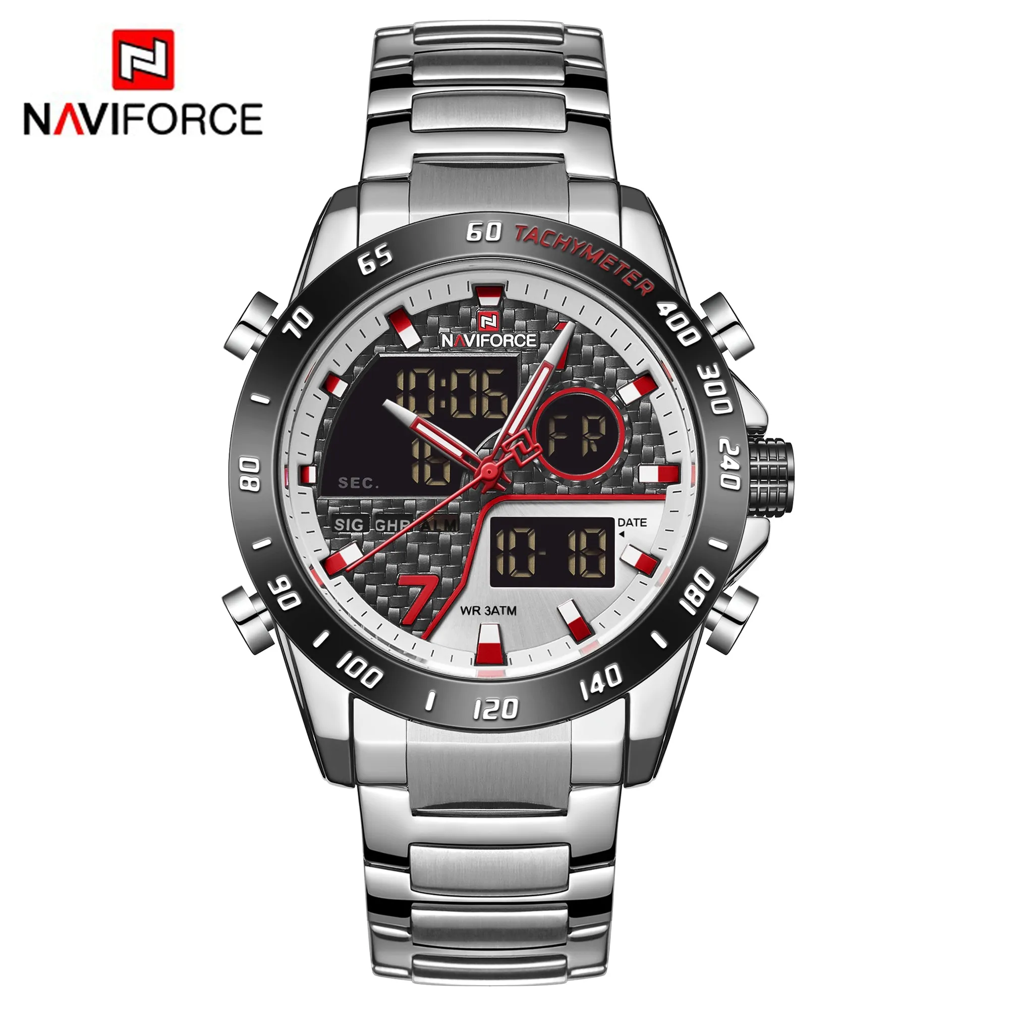 NAVIFORCE Men Digital Watch LED Sport Military Luminous Hands Waterproof Quartz Wristwatch NF9171