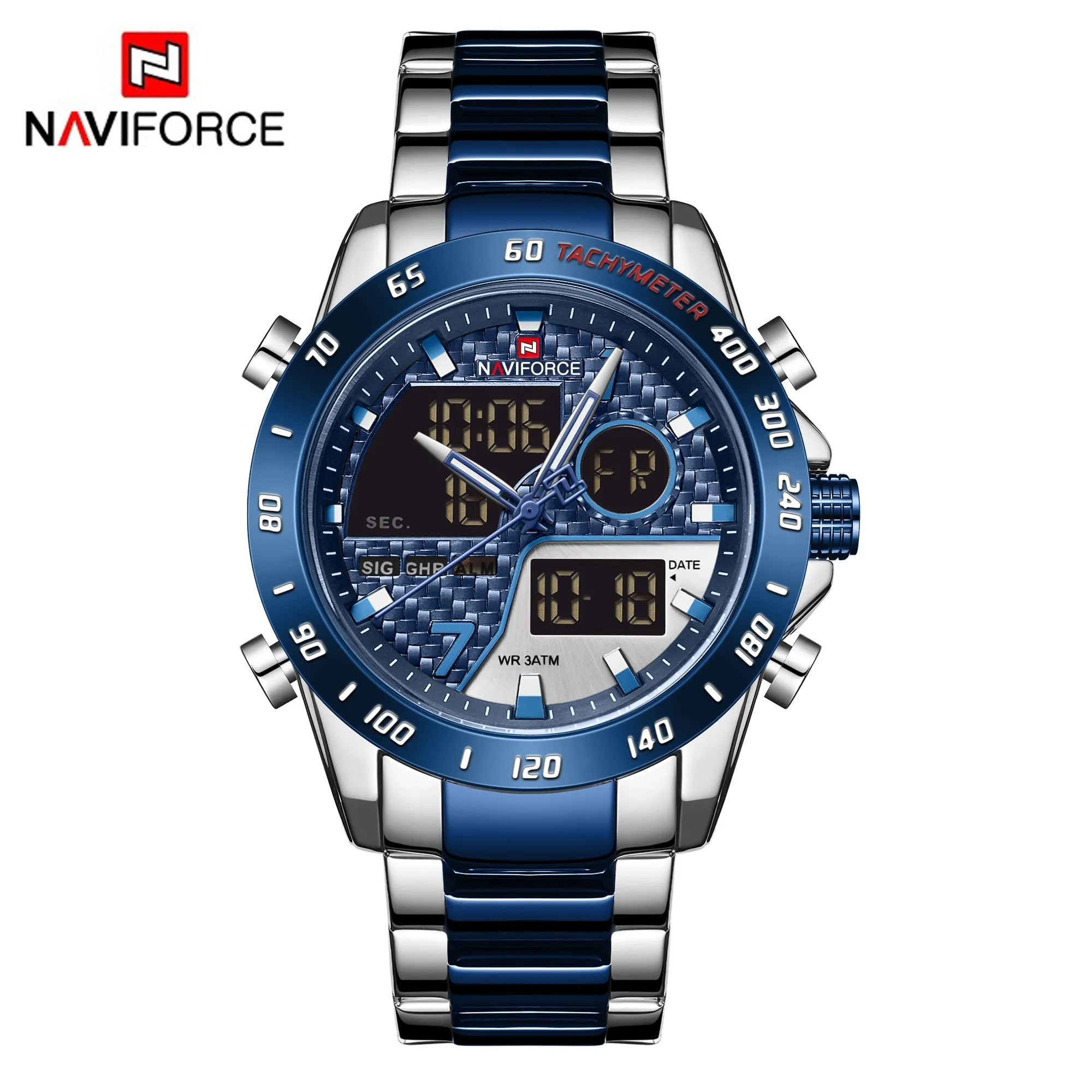 NAVIFORCE Men Digital Watch LED Sport Military Luminous Hands Waterproof Quartz Wristwatch NF9171