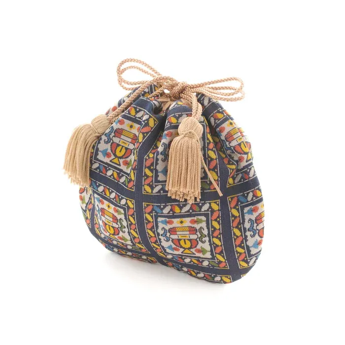 Nishijin-ori Small Drawstring Bag - Flower Cup -,  Made in Kyoto, Japan,  Japanese traditional craft purse