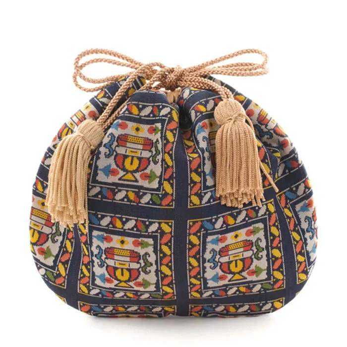 Nishijin-ori Small Drawstring Bag - Flower Cup -,  Made in Kyoto, Japan,  Japanese traditional craft purse