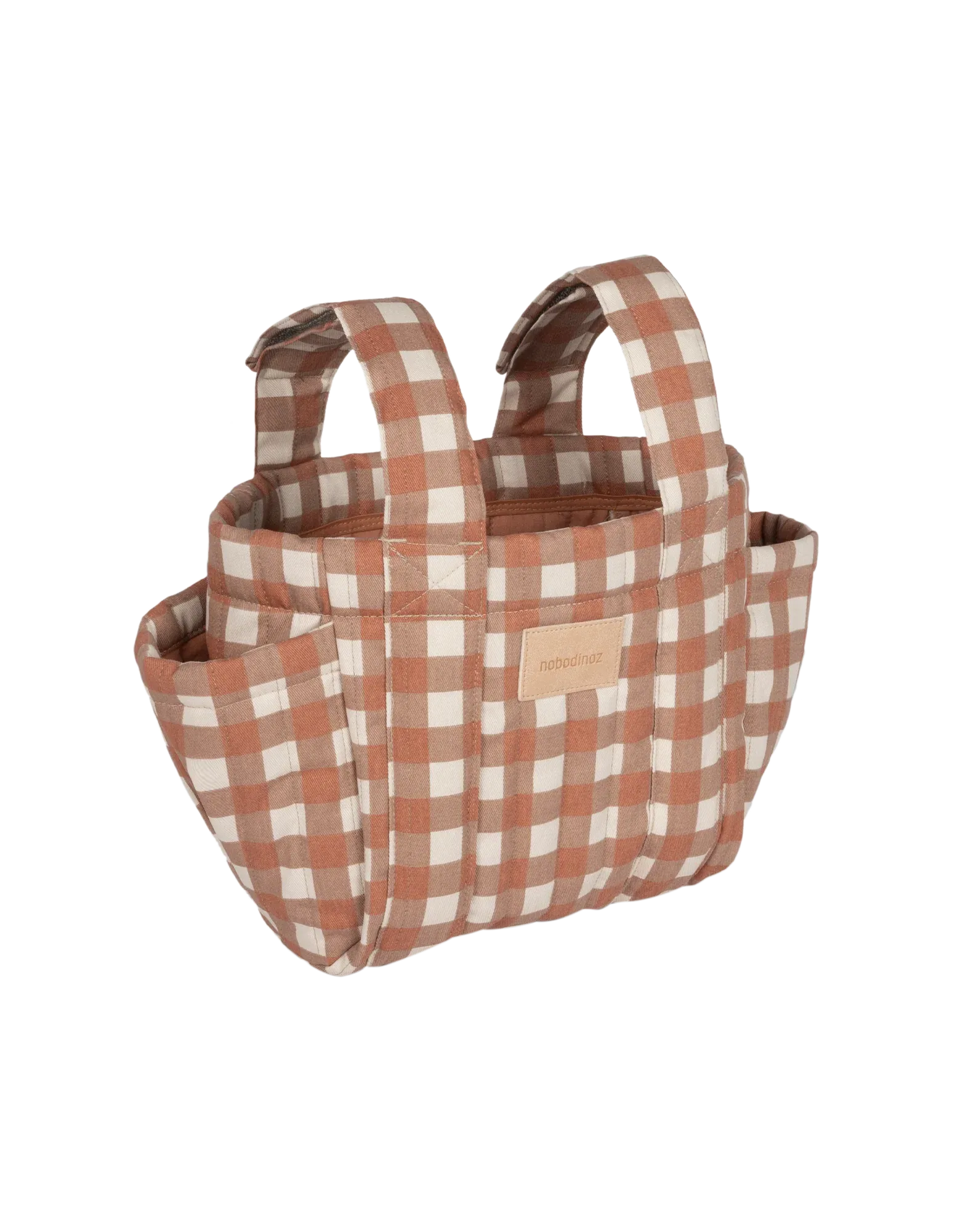 Nobodinoz Buggy Organizer Stroller Bag | Terracotta checks