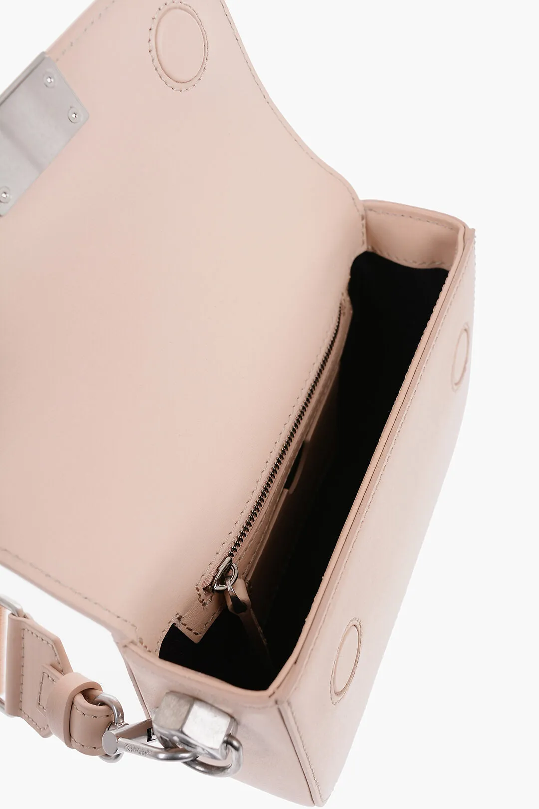 Off-White Solid Color PLAIN BINDER Leather Crossbody Bag