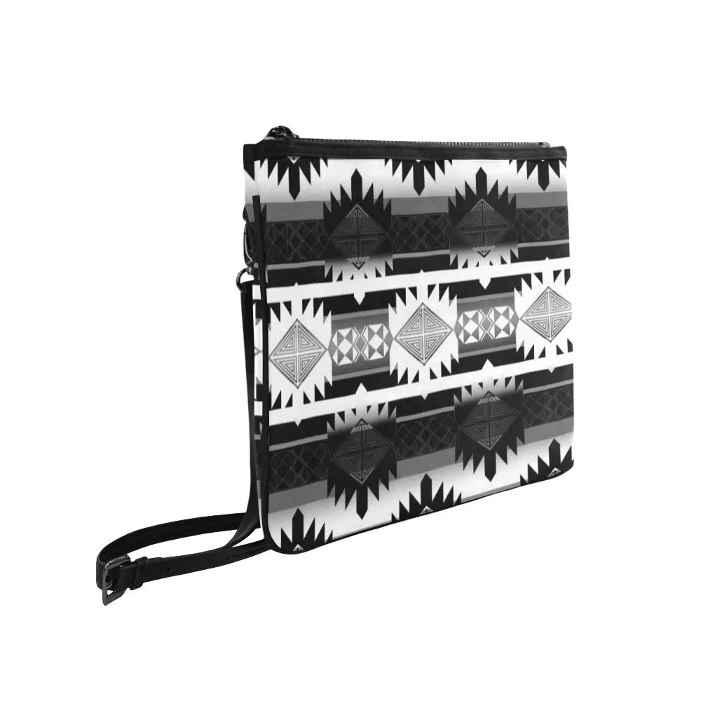 Okotoks Black and White Slim Clutch Bag