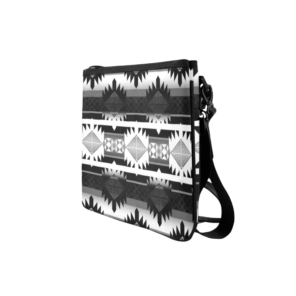 Okotoks Black and White Slim Clutch Bag