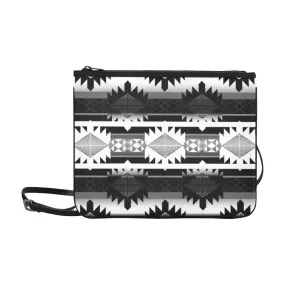 Okotoks Black and White Slim Clutch Bag