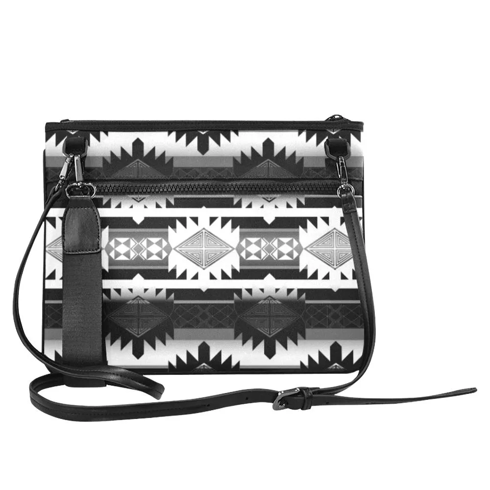 Okotoks Black and White Slim Clutch Bag