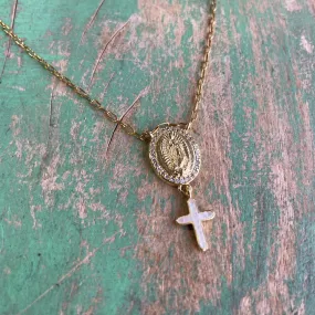 OLG Shell Cross Centerpiece Necklace