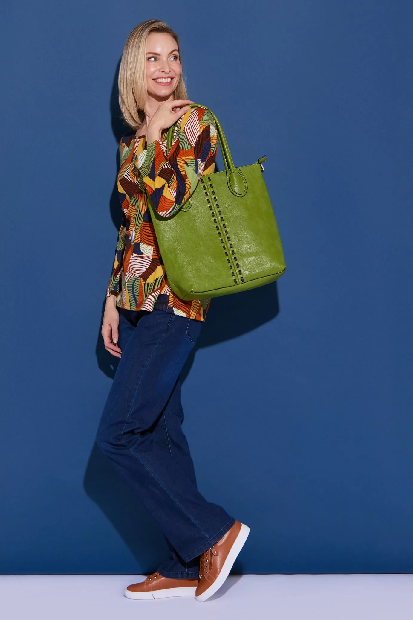 Olivia Tote Bag & Clutch - Green