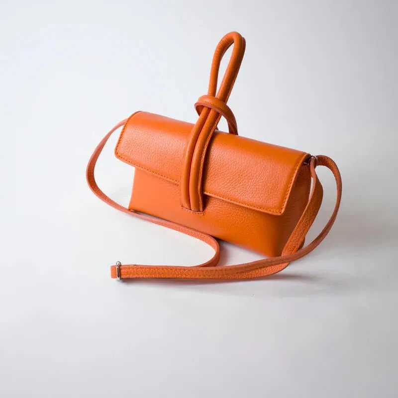 Orange Modern Leather Clutch & Crossbody Bag