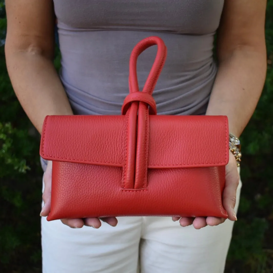 Orange Modern Leather Clutch & Crossbody Bag