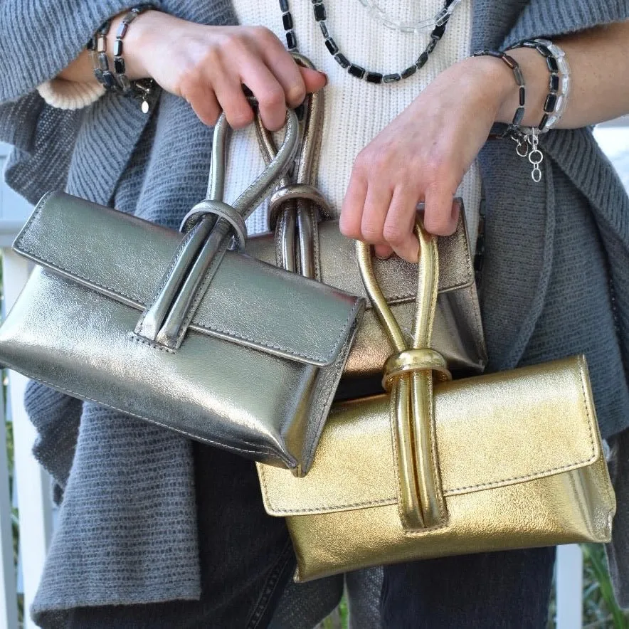 Orange Modern Leather Clutch & Crossbody Bag