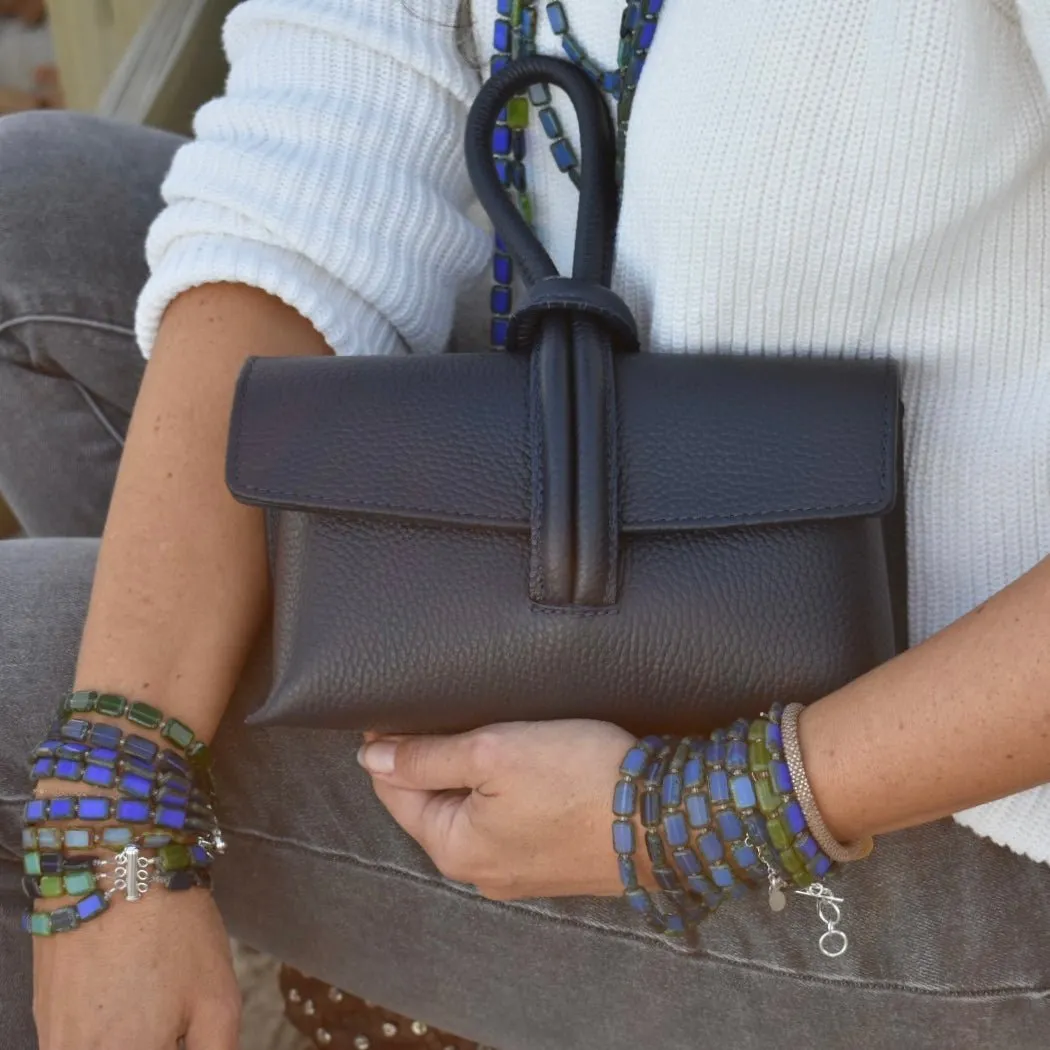 Orange Modern Leather Clutch & Crossbody Bag